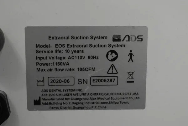 ADS System - EOS Extraoral Suction System - Dental Equipment Store