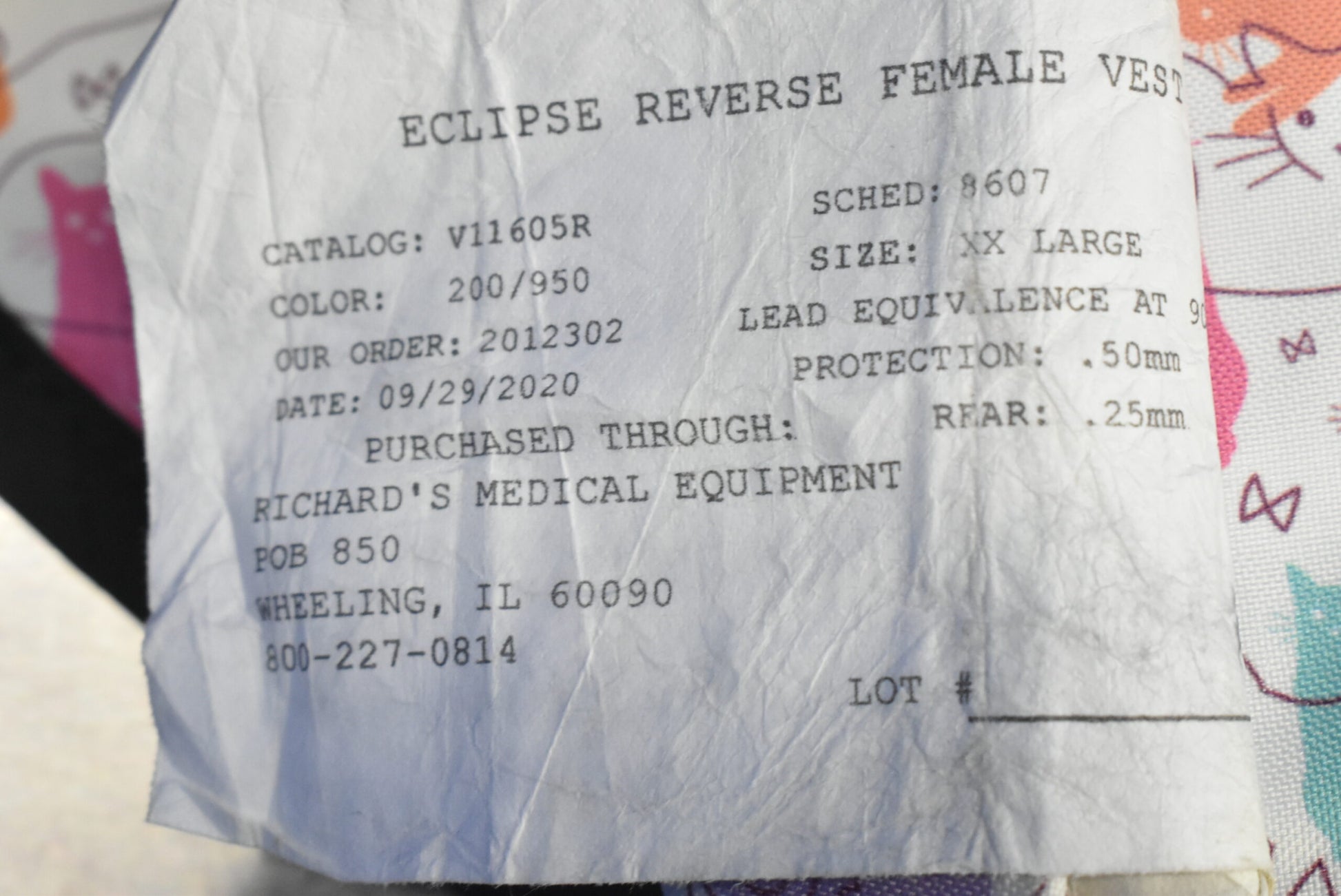 Bar Ray Eclipse Reverse Female Vest .50mm - Dental Equipment Store