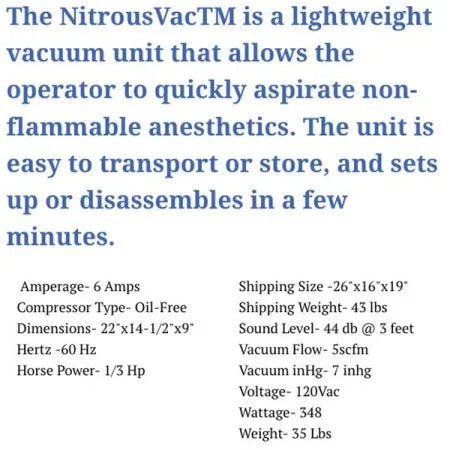 NitrousVac Portable Nitrous Evacuation Unit (120 V) 1/3 HP image 3