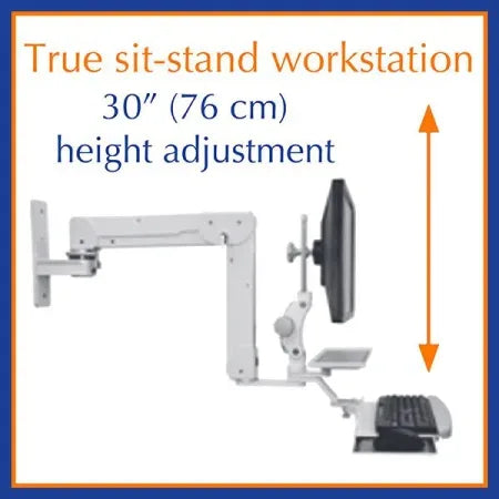 ICW ELP5220-WT-KUB Paralink Elite Double Arm LCD Wall Mount w Bent Keyboard Tray - Dental Equipment Store