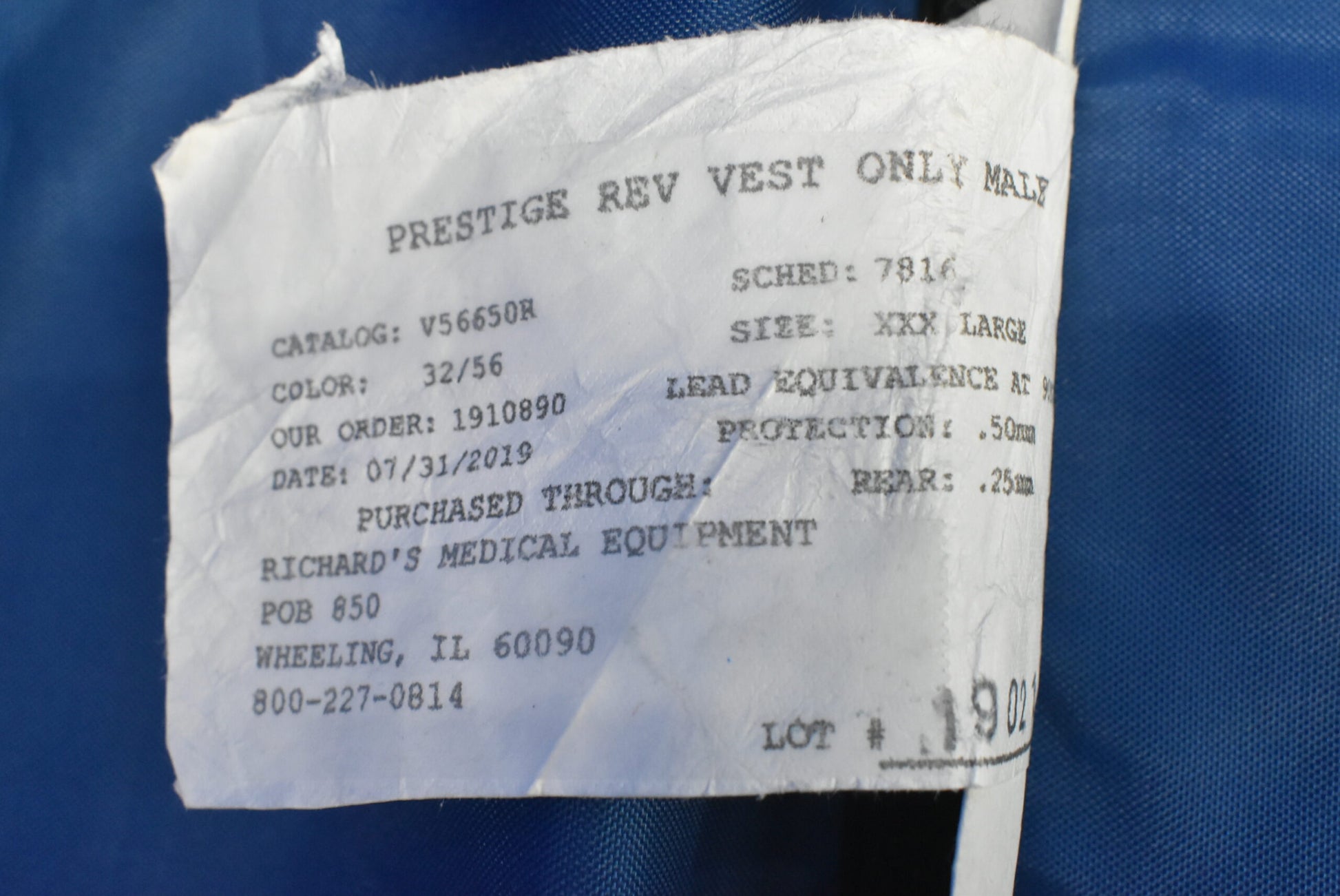 Bar Ray Prestige Reversible Vest Only Men .50mm - Dental Equipment Store