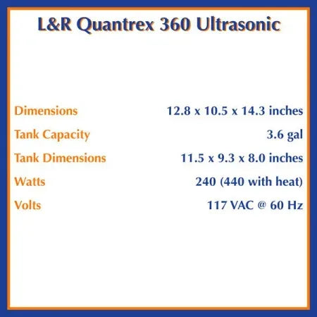 L&R Quantrex 360 Ultrasonic Cleaner Without Heat Model 721 - Dental Equipment Store