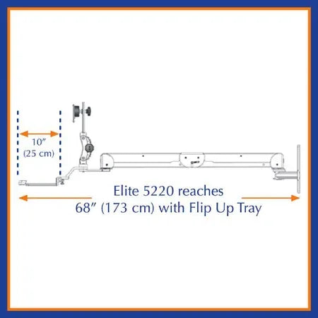 ICW ELP5220-WT-KUB Paralink Elite Double Arm LCD Wall Mount w Bent Keyboard Tray - Dental Equipment Store