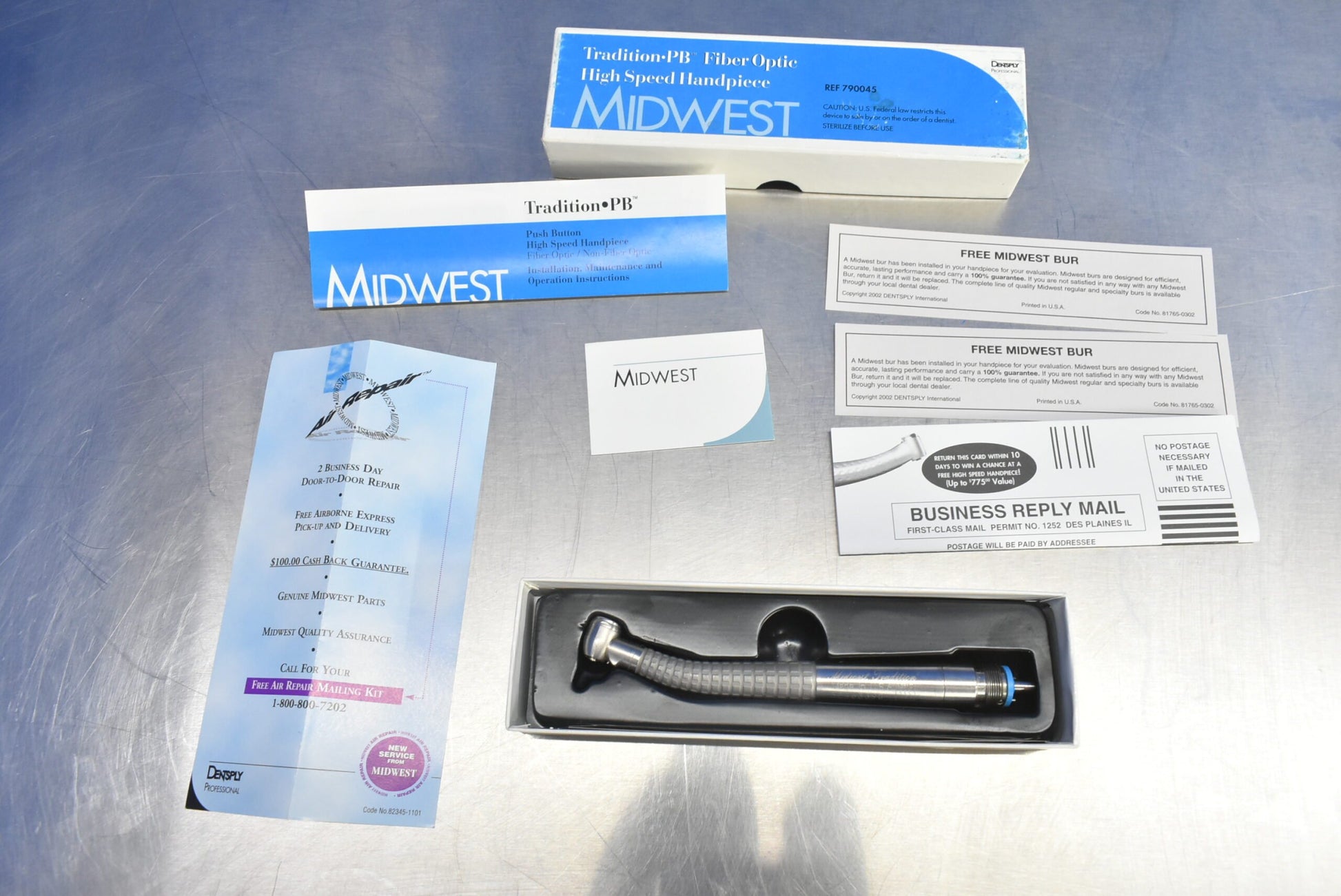 Dentsply Midwest Tradition PB Fiber Optic High Speed Handpiece #790045 - Dental Equipment Store
