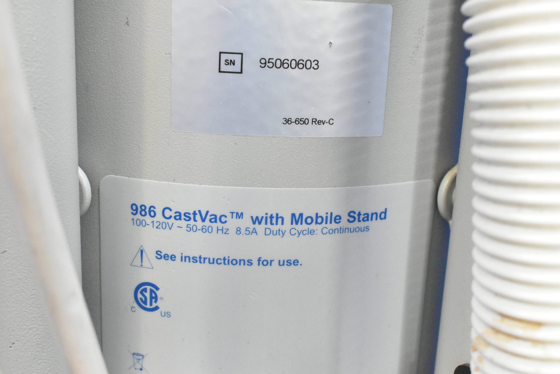 Stryker 986 CastVac with Mobile Stand - Dental Equipment Store