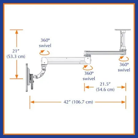 ICW T2EQ-C8X5 Pivoting Titan Elite Ceiling Mount - Dental Equipment Store