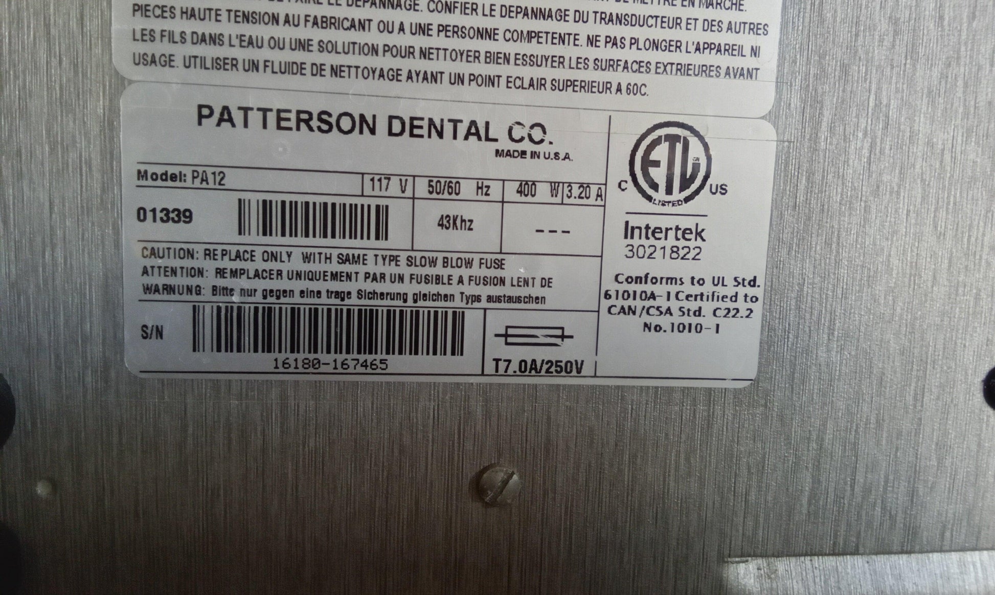 Patterson Dental PA12 Ultrasonic Cleaner - Dental Equipment Store