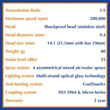 Bien-Air EVO. 15 CA 1.5L Micro-Series Highspeed Handpiece Model 1600940-001 image 1
