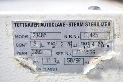 Tuttnauer Autoclave - Steam Sterilizer 2340M image 3