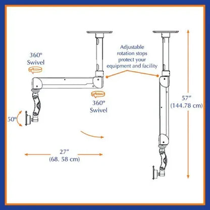 ICW ELQ5120-C8X12 Elite Quick Link Single Arm LCD Ceiling Mount with a 12" ext image 1