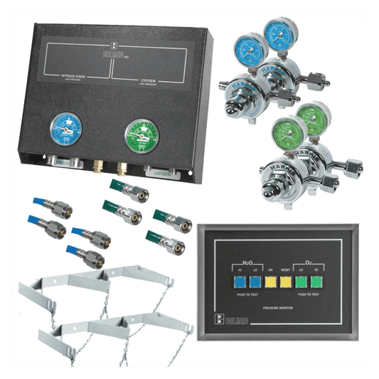 Belmed Dental 2 Oxygen / 2 N2O (4 Tank) Wall Alarm Manifold System M100 image 0