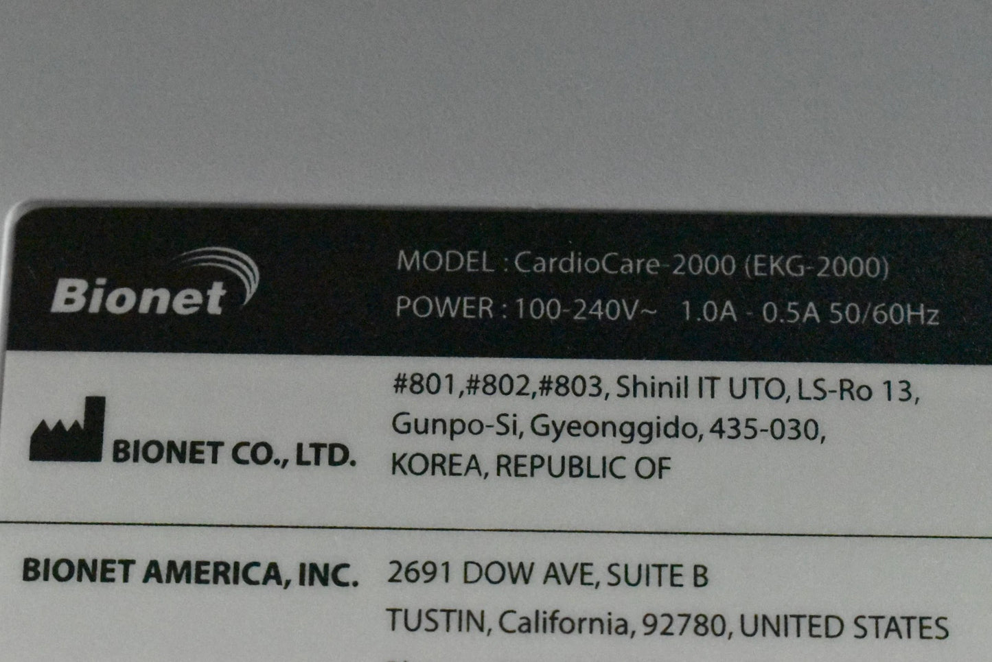 Bionet Cardiocare 2000 EX6-2000