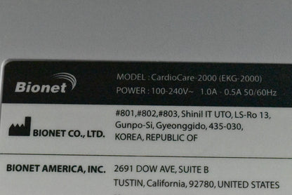 Bionet Cardiocare 2000 EX6-2000