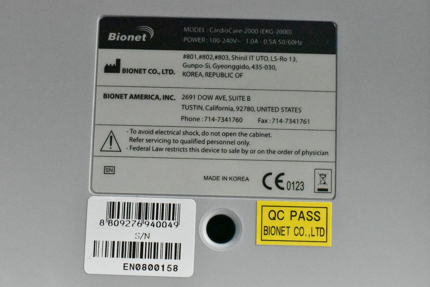Bionet Cardiocare 2000 EX6-2000