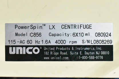 Unico Powerspin LX Centrifuge Model C856